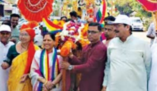 निगड़ी में शाेभायात्रा में महिलाओं का जाेरदार सहभाग